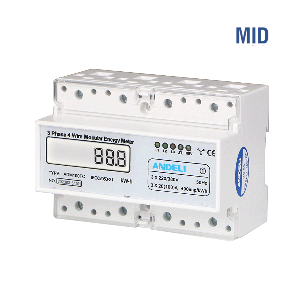 ADM100TC Three Phase Electronic Din-Rail Active Energy Meter